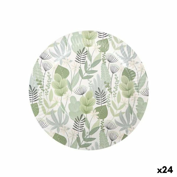 Plate set Algon Disposable Cardboard Floral 3 Pieces 28 cm (24 Units) Online Hot Sale