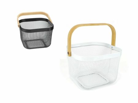 Multi-purpose basket Confortime Metal Wood 25 x 26 x 18 cm (6 Units) Online Hot Sale