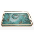 Tray Romimex White Golden Glass 38 x 6 x 26 cm on Sale