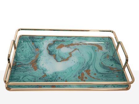 Tray Romimex White Golden Glass 38 x 6 x 26 cm on Sale