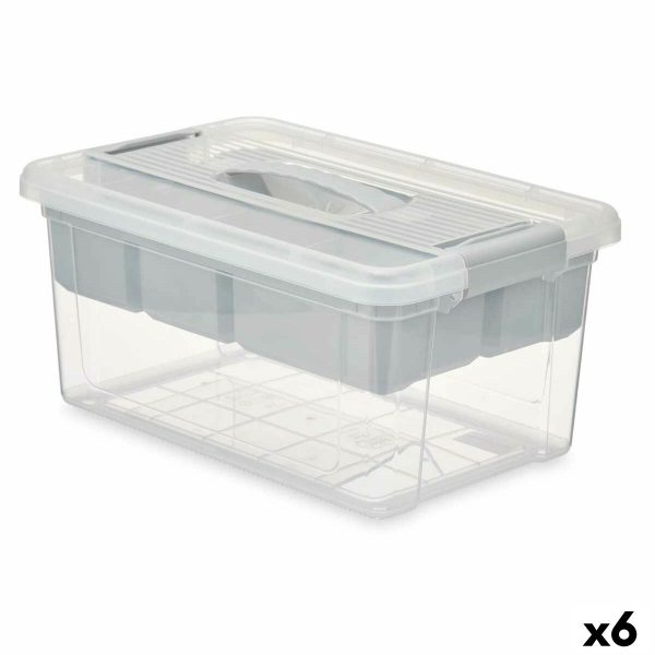 Multi-use Box Grey Transparent Plastic 9 L 35,5 x 17 x 23,5 cm (6 Units) Hot on Sale