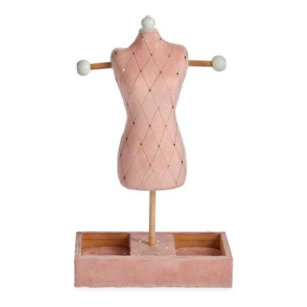 Jewellery Stand Pink Velvet Wood (12 x 40 x 24 cm) on Sale