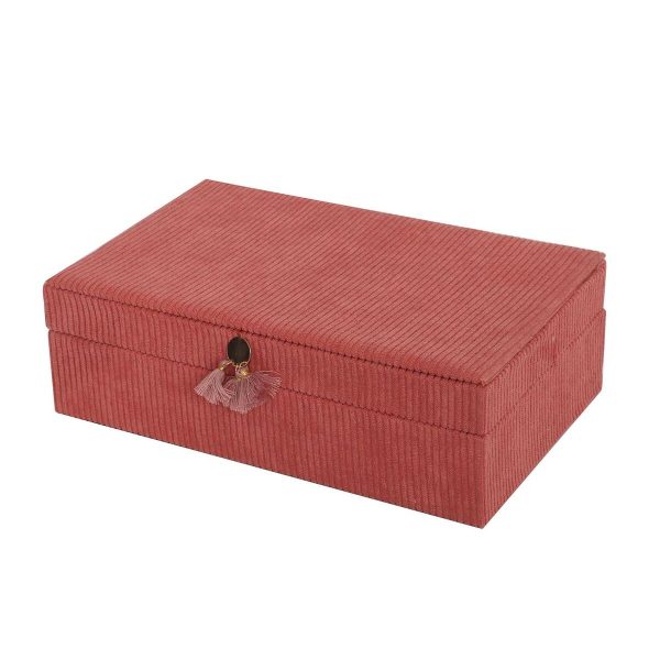 Jewelry box Versa Red Polyester Cardboard Mirror 16 x 7,8 x 25 cm Cheap