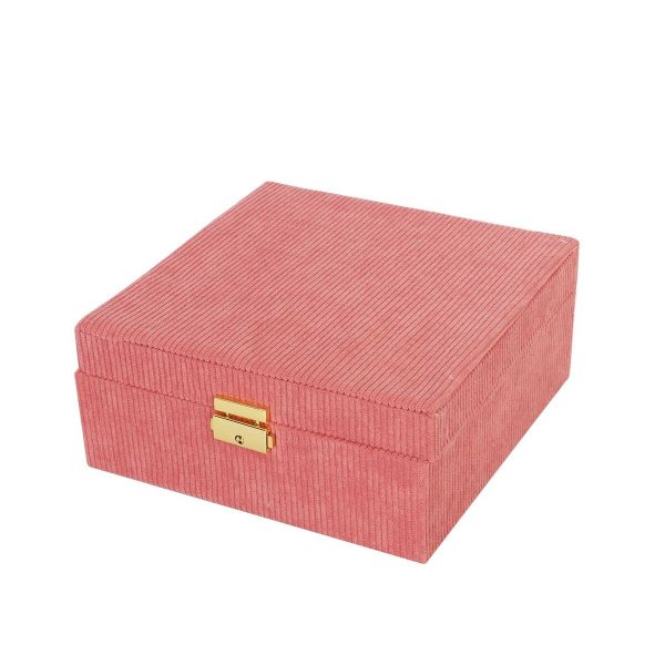 Jewelry box Versa Red Polyester Cardboard 21,5 x 9 x 21,5 cm For Cheap