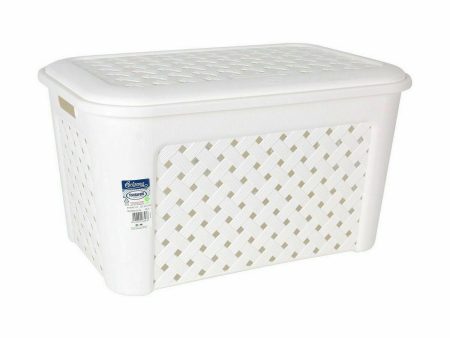 Laundry Basket Tontarelli Arianna With lid White 58 x 39 x 32 cm (6 Units) Hot on Sale