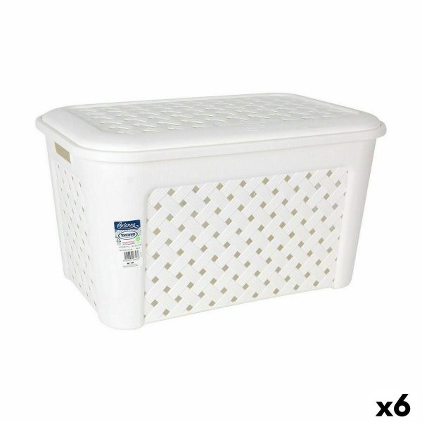 Laundry Basket Tontarelli Arianna With lid White 58 x 39 x 32 cm (6 Units) Hot on Sale