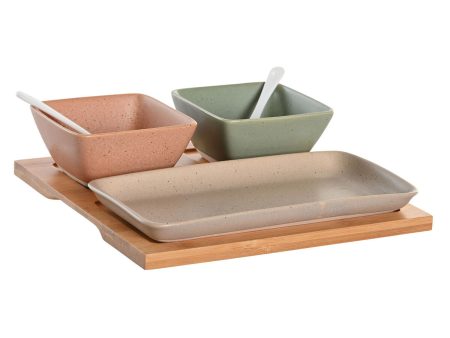 Appetizer Set DKD Home Decor 24 x 23,5 x 1,5 cm Porcelain Multicolour Bamboo 6 Pieces Scandinavian Online