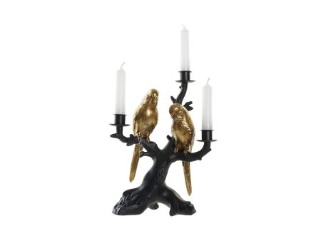 Candle Holder DKD Home Decor Black Golden Resin Parrot Tropical 22,5 x 13 x 29,5 cm Online now