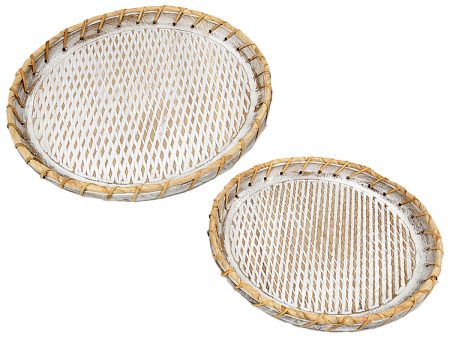 Set of trays Romimex Natural Wood 2 Pieces Online now