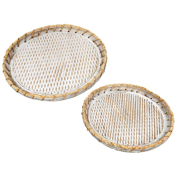 Set of trays Romimex Natural Wood 2 Pieces Online now