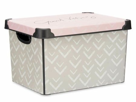 Storage Box with Lid Vibes Arrows 22 L Pink Plastic 30 x 23,5 x 40 cm (12 Units) on Sale