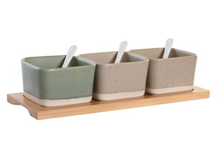 Appetizer Set DKD Home Decor 29 x 11,5 x 1,5 cm Porcelain Multicolour Bamboo Scandinavian Online now