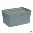 Storage Box with Lid Grey Plastic 7,5 L 21 x 14,2 x 32 cm (12 Units) Online