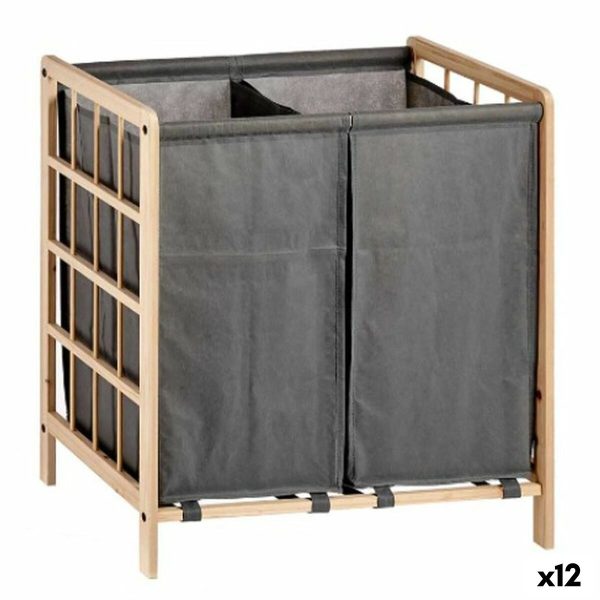 Laundry basket Brown Grey Wood 30 L x 2 33 x 60 x 59,5 cm (12 Units) For Discount