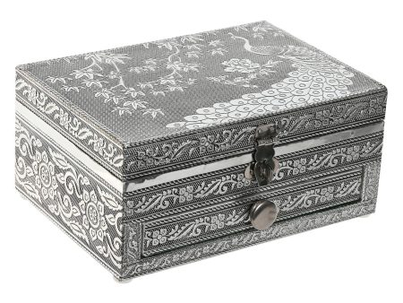 Jewelry box Home ESPRIT Green Silver Wood Aluminium 17,5 x 12,5 x 8,5 cm Hot on Sale