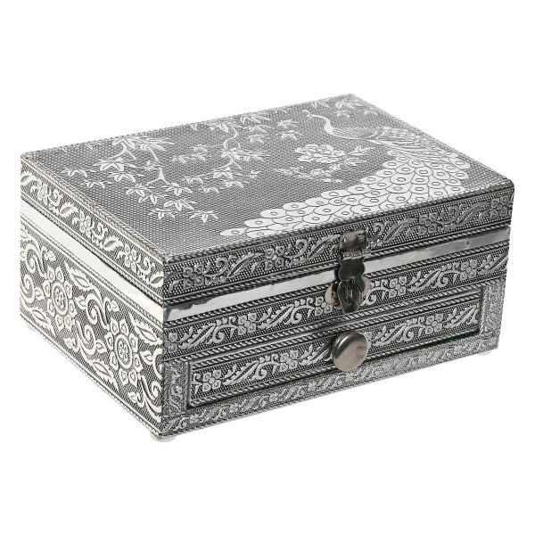 Jewelry box Home ESPRIT Green Silver Wood Aluminium 17,5 x 12,5 x 8,5 cm Hot on Sale