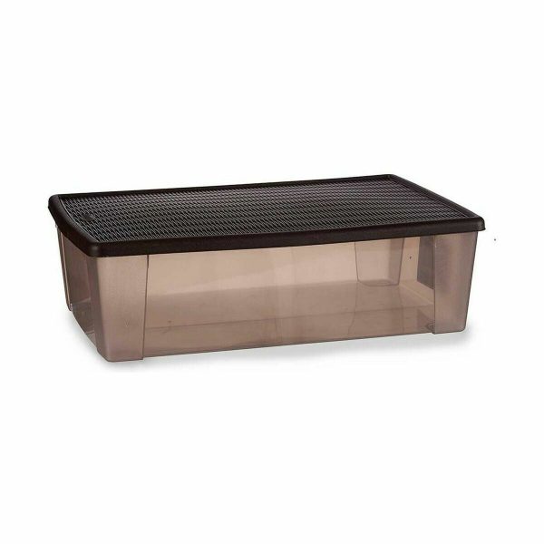 Storage Box with Lid Stefanplast Elegance Brown Plastic 30 L 38,5 x 17 x 59,5 cm (6 Units) on Sale