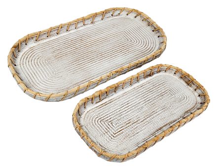 Set of trays Romimex Natural Wood 2 Pieces on Sale