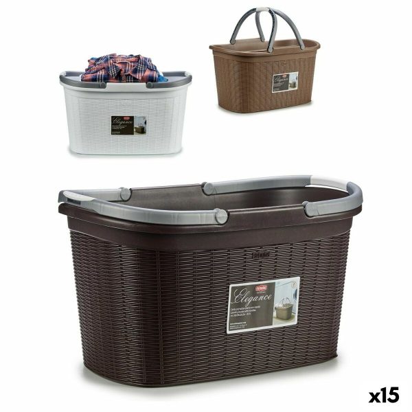 Laundry Basket Stefanplast Elegance Plastic 35 L 57,5 x 29 x 36,5 cm (15 Units) For Cheap