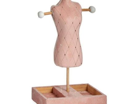 Jewellery Stand Pink Velvet Wood (12 x 40 x 24 cm) on Sale