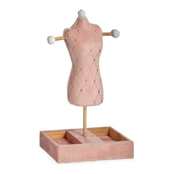 Jewellery Stand Pink Velvet Wood (12 x 40 x 24 cm) on Sale