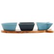 Appetizer Set Home ESPRIT Blue Navy Blue Porcelain Acacia Fish Mediterranean 28 x 9,7 x 1,3 cm 4 Pieces Online Sale