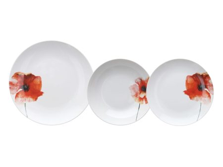 Tableware White Multicolour Porcelain Poppy 1 cm 37 x 23 x 30 cm 18 Pieces Discount