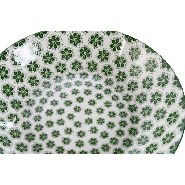 Plate set Home ESPRIT White Green Porcelain 20 x 20 x 4 cm Hot on Sale