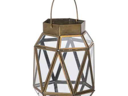 Lantern Candleholder Crystal Golden Metal 14 x 14 x 19 cm Online now