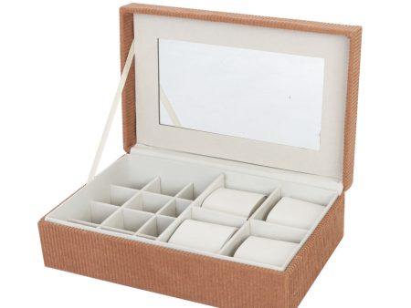 Jewelry box Versa Polyester Cardboard Mirror 16 x 7,8 x 25 cm Hot on Sale