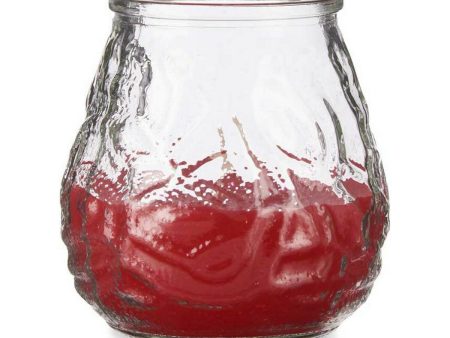 Candle Geranium Red Transparent Glass Paraffin 6 Units (9 x 9,5 x 9 cm) Hot on Sale