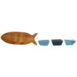 Appetizer Set Home ESPRIT Blue Navy Blue Porcelain Acacia Fish Mediterranean 28 x 9,7 x 1,3 cm 4 Pieces Online Sale