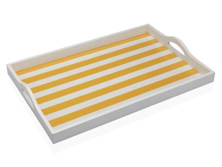 Tray Versa Yellow MDF Wood 30 x 5 x 45 cm Stripes Online Hot Sale