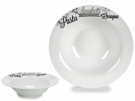 Pasta Dish White Black Porcelain 23 x 2 x 23 cm (16 Units) Hot on Sale