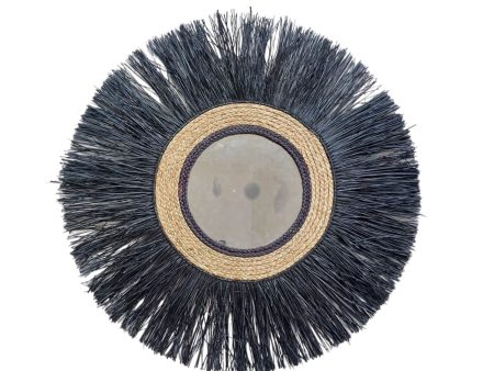 Wall mirror Romimex Black Natural 90 x 90 x 5 cm Circle For Cheap