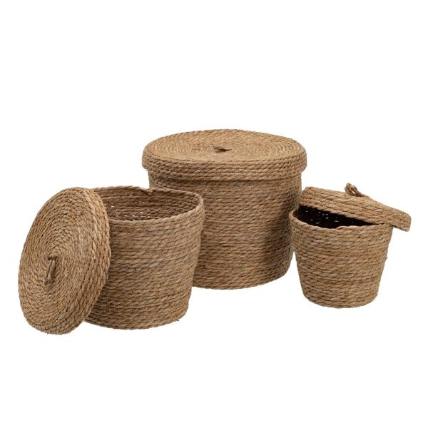 Multi-purpose basket 3 Pieces 28 x 28 x 36 cm Natural Natural Fibre Sale