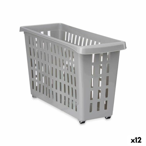 Multi-purpose basket With wheels Grey Plastic 17,5 x 26 x 46 cm (12 Units) Cheap