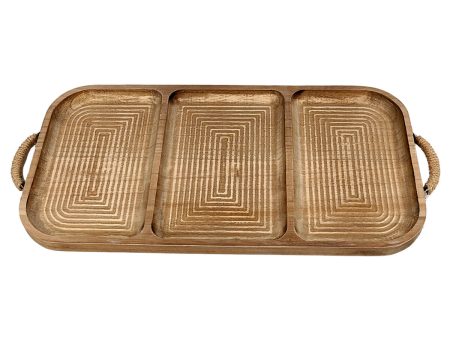 Tray Romimex Natural Wood 55 x 2 x 26 cm For Sale