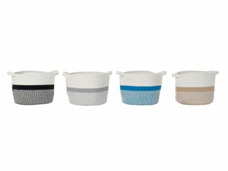 Basket DKD Home Decor Blue Black Beige Grey 25 x 25 x 20 cm (4 Pieces) Online Sale