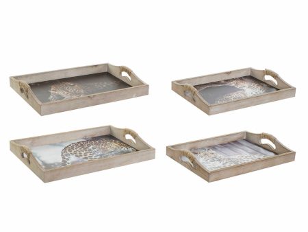 Tray DKD Home Decor 40,5 x 30 x 6,5 cm Multicolour MDF Wood (2 Units) Hot on Sale