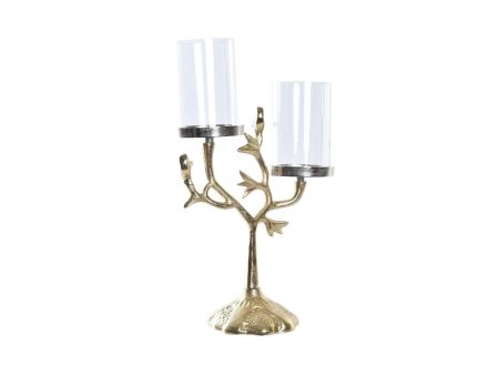 Candle Holder DKD Home Decor Crystal Golden Aluminium Birds (29 x 15 x 48 cm) Online Hot Sale