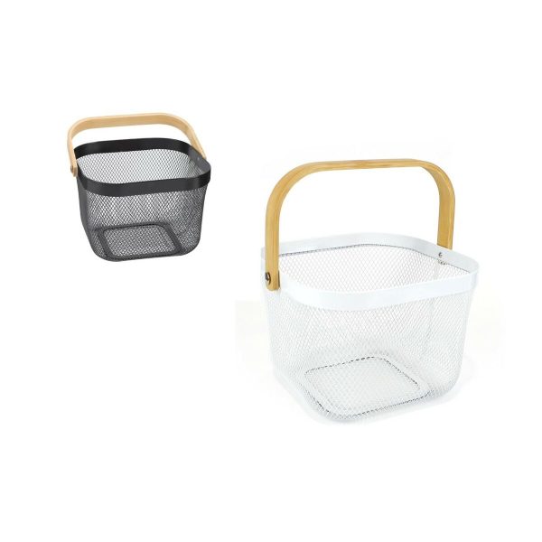 Multi-purpose basket Confortime Metal Wood 25 x 26 x 18 cm (6 Units) Online Hot Sale