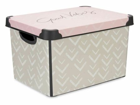 Storage Box with Lid Vibes Arrows Pink Plastic 17 L 28 x 22 x 37 cm (12 Units) Online Sale