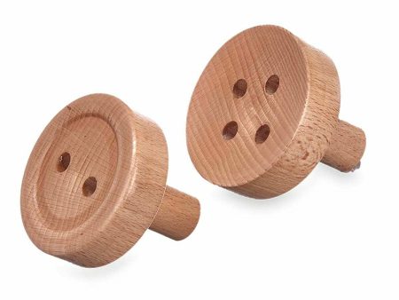 Hangers Brown Wood Buttons Set 2 Pieces (6 Units) Sale