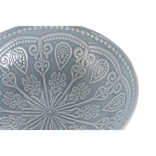 Plate set Home ESPRIT Blue Stoneware Mandala Arab 18,2 x 18,2 x 5,5 cm For Cheap