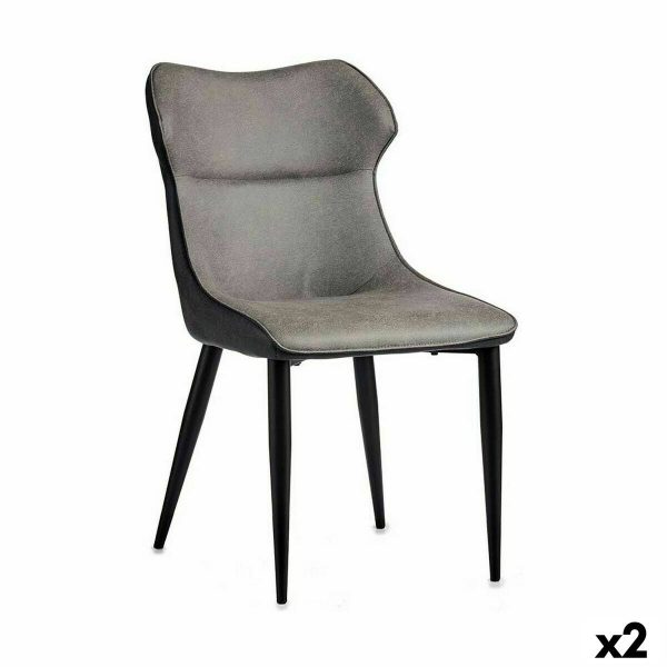 Armchair Black Grey Steel 49 x 86 x 60 cm (2 Units) For Discount