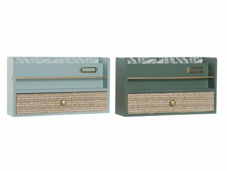 Multi-Purpose Organiser DKD Home Decor LD-181379 Green polypropylene MDF Wood 30 x 9 x 17 cm (2 Units) Cheap