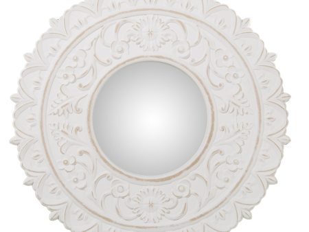 Wall mirror Alexandra House Living White Wood Worn 4 x 57 x 58 cm Circular Online now