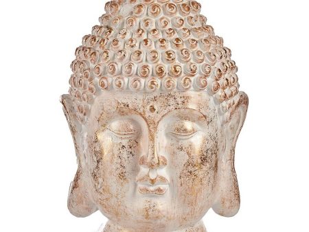 Decorative Garden Figure Buddha Head White Gold Polyresin (31,5 x 50,5 x 35 cm) For Sale