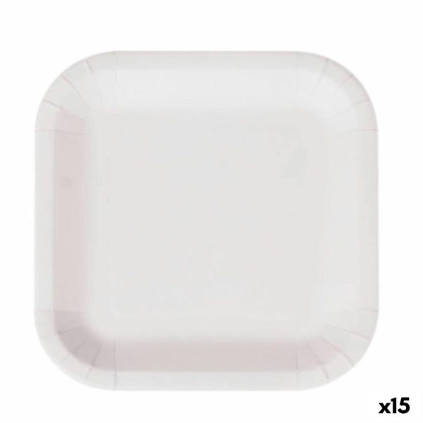 Plate set Algon Disposable White Cardboard 26 cm (15 Units) Supply